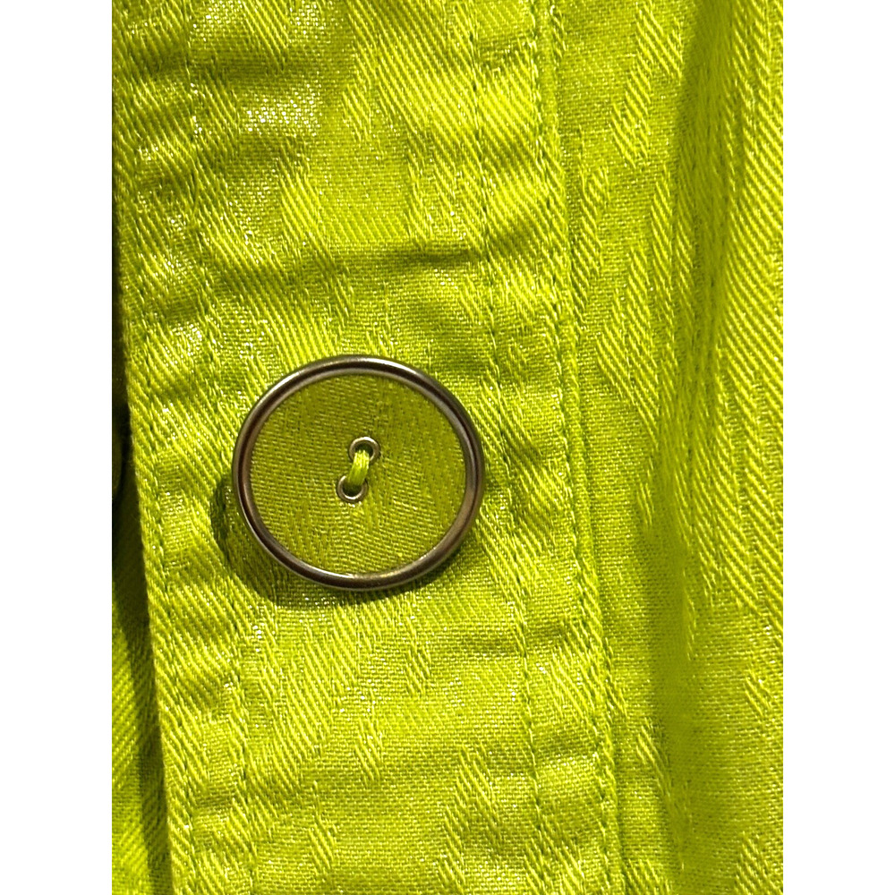 Chico's Chartreuse green Cotton Jacquard blazer Jacket Sz 0 S Coastal travel - Picture 5 of 9